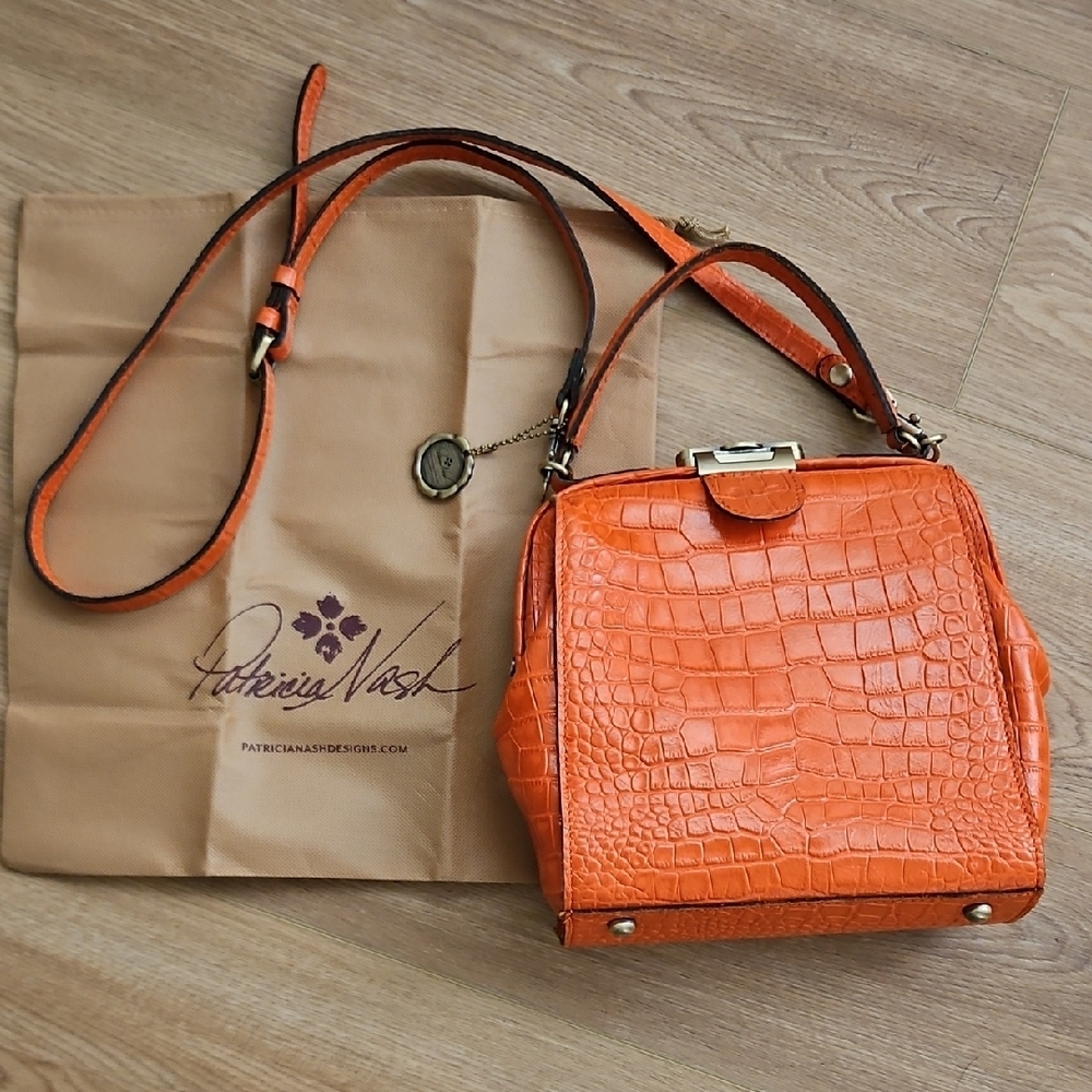 Patricia Nash Orange Crossbody Croc-Embossed Bag